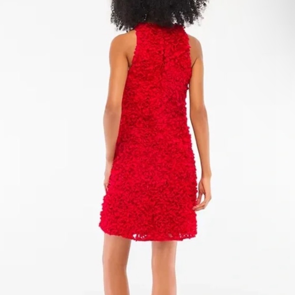 NWT J.Crew Factory Red Rosette mini dress SZ 0 - Picture 3 of 7